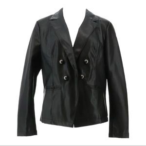 G by Giuliana Faux Leather Blazer BLACK SIZE XS